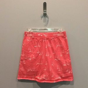 Lands End Kids Salmon Pink Sailboats Jersey‎ Skirt